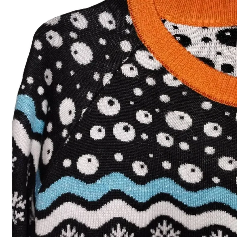 FUN Winter Sweater Unisex M, L Whales Snow‎ Roasting Crew Neck Acrylic Snow